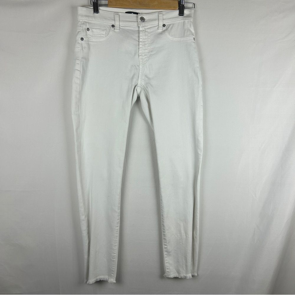 7 For All Mankind White Slim raw hem Jeans size 28